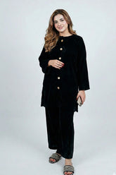 Black Velvet Co-ord Set — Button Down