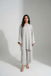 Mist Grey Crepe Coord Set