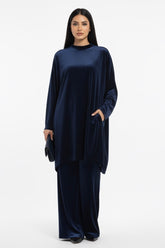Velvet Coord Set Navy Blue