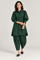The Sculpted Poplin Set – Green
