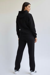 Cozy Fleece Straight Pants Black