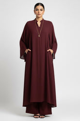 Flowy Georgette Maroon Coord Set