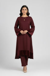 Maroon Karandi Velvet Set