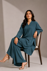 Teal Zinc Nida Crepe Set