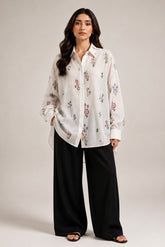 Floral Boxy Shirt White