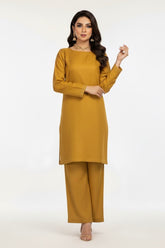 Zari Peach Wool 2PC Mustard