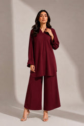 Maroon Nida Crepe Set