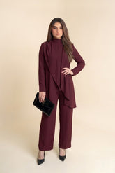 Maroon Drape Coord Set