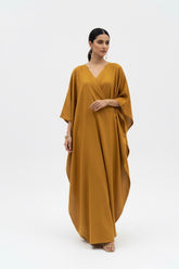 Flowy Silk Linen Kaftaan Mustard