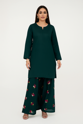 Embroidered Farshi Set – Deep Teal