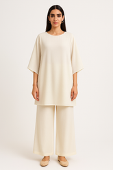 Off White Georgette Kaftaan Set