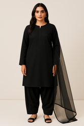 Black Shalwar Kameez 3PC