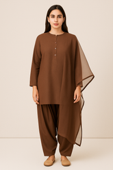 Brown Shalwar Kameez 3PC