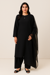 Black Shalwar Kameez 3PC