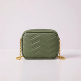 Sage Green Quilted Chain Crossbody Bag