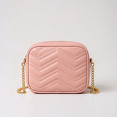 Pink Quilted Chain Crossbody Bag