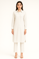 Silk Karandi 2PC Ash White