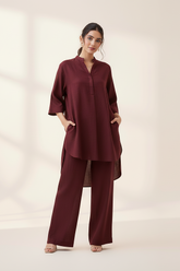 Relaxed Karandi Set Blood Maroon