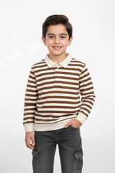 Ragbi Polo – Brown Stripes – Fleece