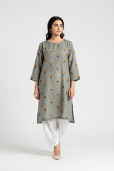 Grey Peach Wool Embroidery 2PC