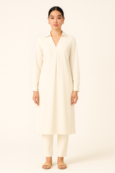 Silk Karandi 2PC Creamy white