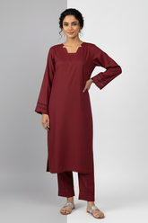 Maroon Karandi Two Piece Set