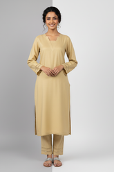 Poweder Yellow Karandi Two Piece Set