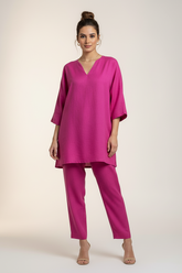 Comb Linen Set Fuschia