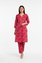 Red Floral Winter Cotton 2PC