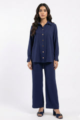 Navy Button Down Georgette Set