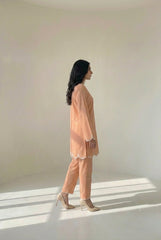 Peach Cambric Lawn Embellished Set