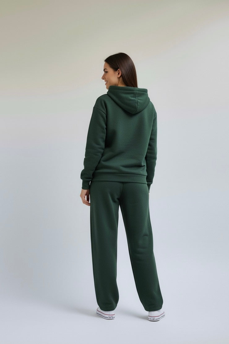 Cozy Fleece Straight Pants Green