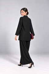 Classic Collar Dhanak Set - Black