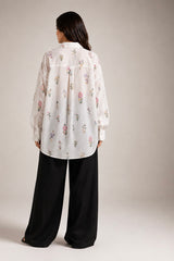 Floral Boxy Shirt White