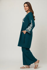Winter Cotton Embroidered Set Teal Navy