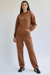 Cozy Fleece Straight Pants Brown