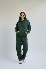 Cozy Fleece Straight Pants Green