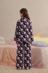 Magenta Poppy Linen Night Suit