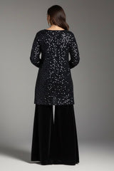 Black Velvet Sequin Set