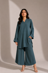 Teal Zinc Nida Crepe Set