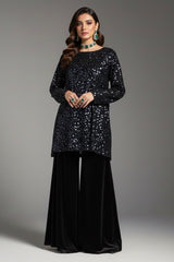Black Velvet Sequin Set