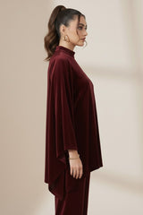 Velvet Poncho Top Maroon