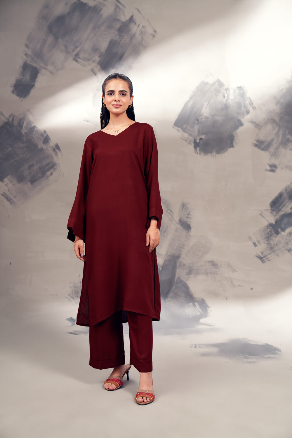 Silk Karandi Maroon 2 PC