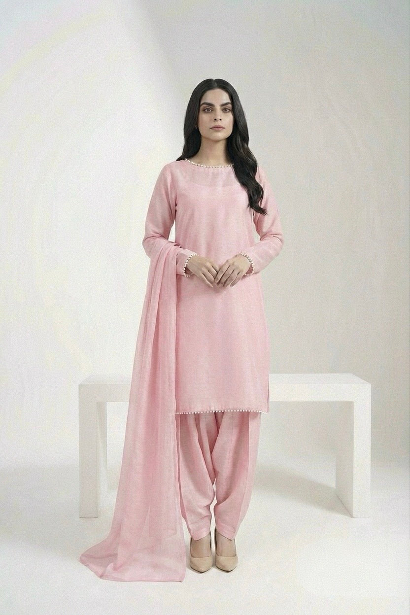 Korean Silk Baby Pink 3PC