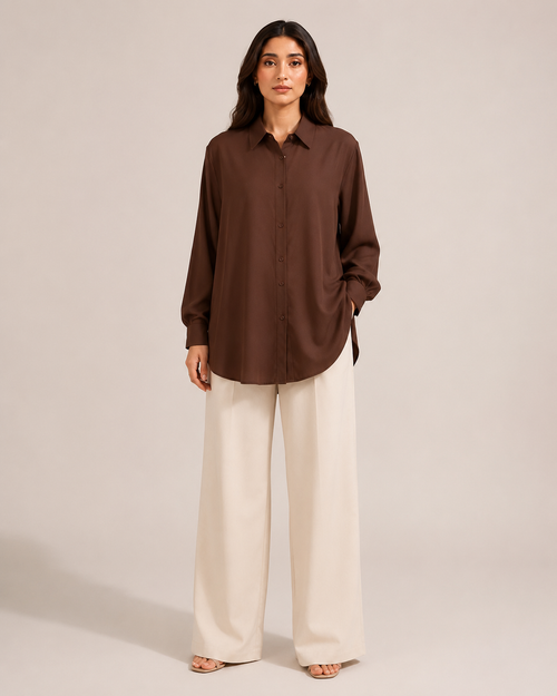 Oversized Blend Shirt Chocolate