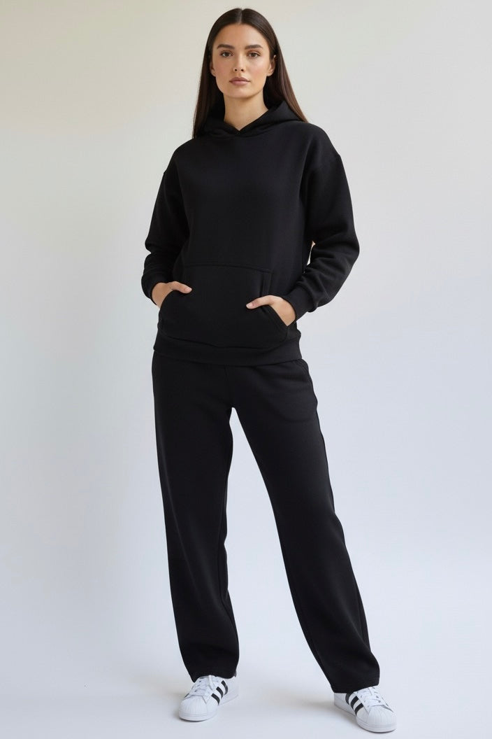 Cozy Fleece Hoodie Black