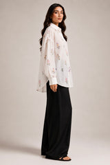 Floral Boxy Shirt White