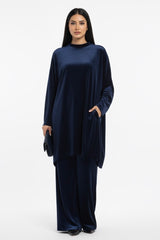 Velvet Coord Set Navy Blue