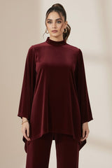 Velvet Poncho Top Maroon