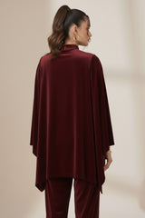 Velvet Poncho Top Maroon